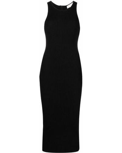 Michael Kors Ribbed-knit Midi Dress - Black