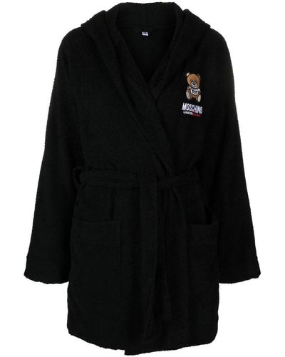 Moschino Robe longue ceinturée à patch Teddy Bear - Noir
