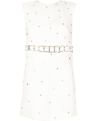 Rachel Gilbert Sleeveless Rhinestone Mini Dress - White