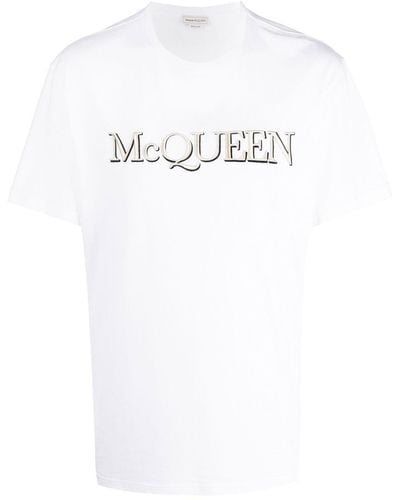 Alexander McQueen Camiseta con logo bordado - Blanco
