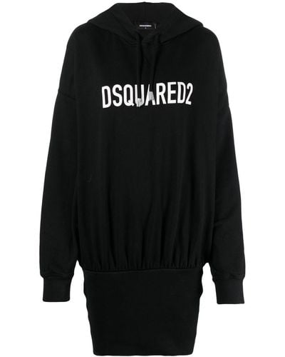 DSquared² Logo Print Hooded Dress - ブラック