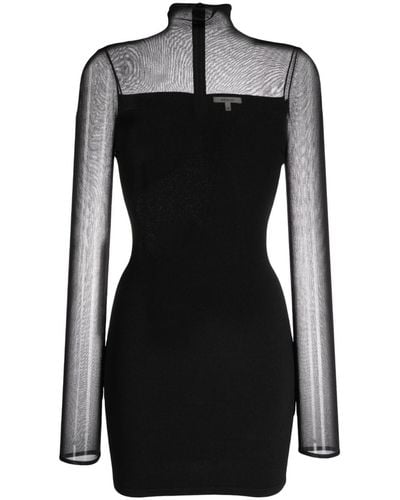 Nensi Dojaka Roll-neck Semi-sheer-panelled Minidress - Black