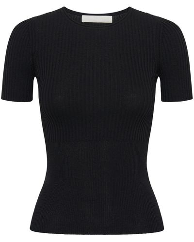Dion Lee Ribbed-knit Crew-neck Top - Black