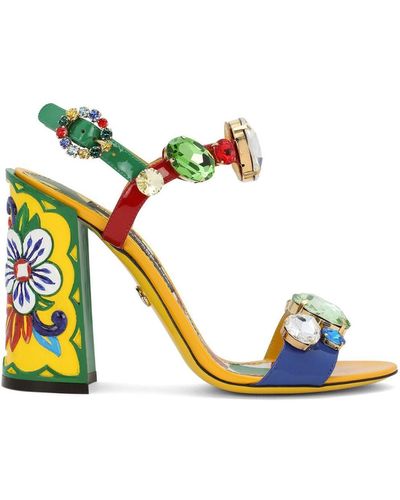 Dolce & Gabbana 105 Mm Hohe Sandalen Aus Lackleder "keira" - Mehrfarbig