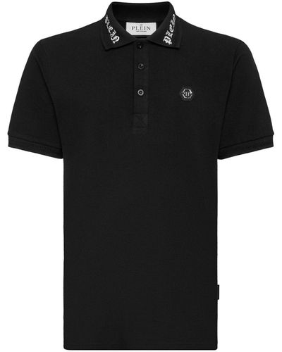 Philipp Plein Gothic Plein Cotton Polo Shirt - Black