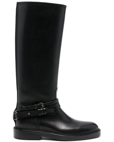 Buttero Knee-high Leather Boots - Black