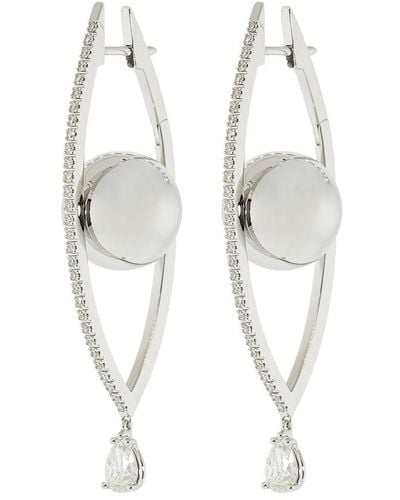 CADAR 18kt White Gold Large Reflections Diamond Hoop Earrings