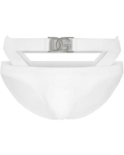 Dolce & Gabbana Maillot de bain à plaque logo - Blanc