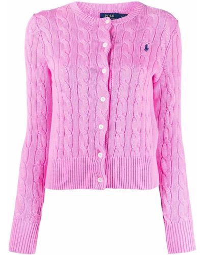 Polo Ralph Lauren Polo Pony Cable Knit Cardigan - Pink