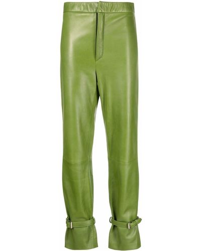 Manokhi Pantalones con detalle de hebilla - Verde