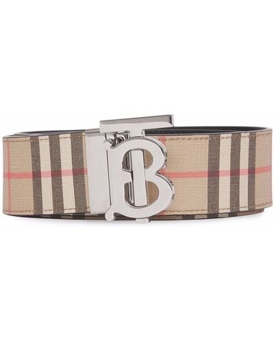 Burberry Reversible Monogram Vintage-check Belt - Natural