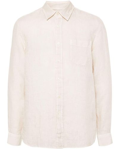 120% Lino Camisa de manga larga - Blanco