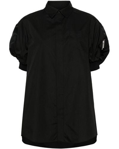 Sacai Poplin Mini Shirt Dress - Black