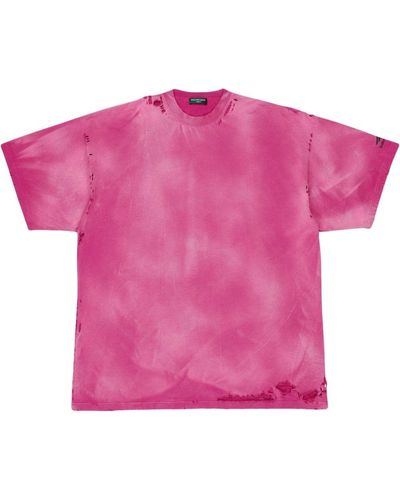 Balenciaga T-Shirt mit Batikmuster - Pink