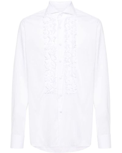 Tagliatore Ruffle-trim Detail Shirt - White