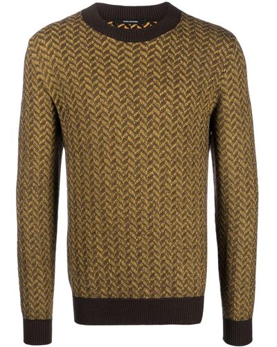 Tagliatore Herringbone Crew-neck Sweater - Green