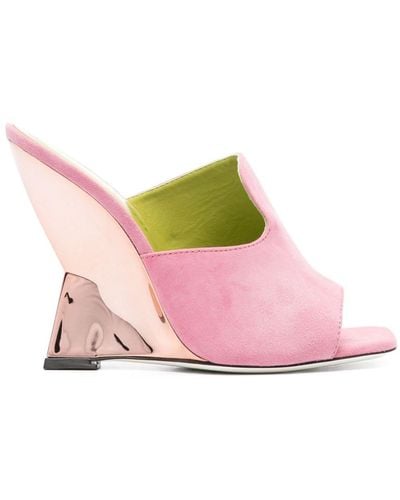 Pollini 105mm Suede Mules - Pink