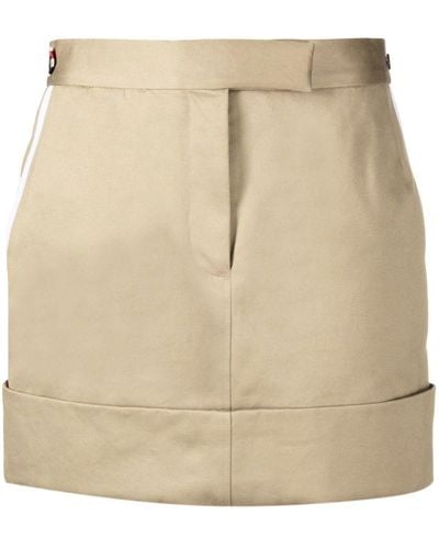 Thom Browne Sack Cotton Miniskirt - Natural