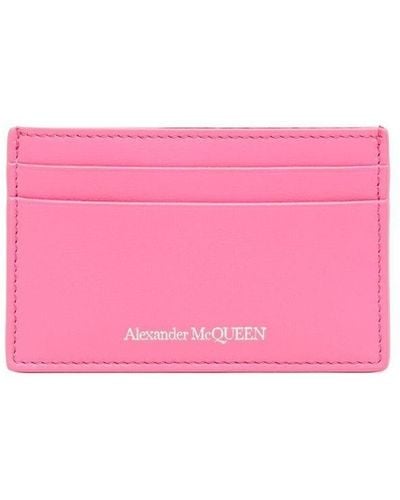 Alexander McQueen Engraved-logo Leather Cardholder - Pink
