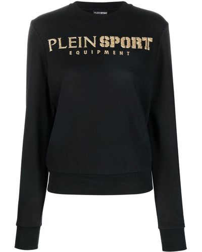 Philipp Plein Glitter-logo Crew-neck Sweatshirt - Black