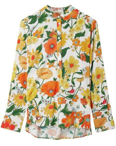 Stella McCartney Lady Garden-print Collarless Shirt - Yellow