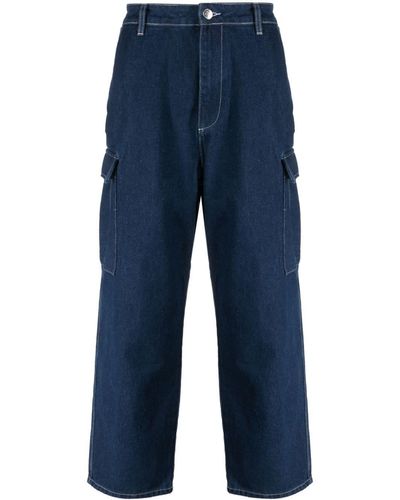 Pop Trading Co. Logo-embroidered Cargo Jeans - Blue