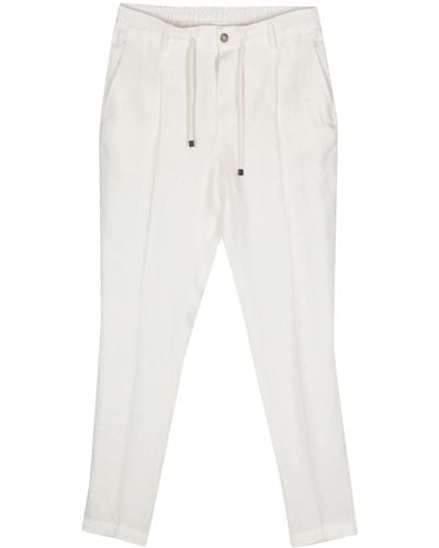 Peserico Tapered Linen Trousers - White