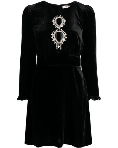 Sandro Mini-jurk Verfraaid Met Kristallen - Zwart