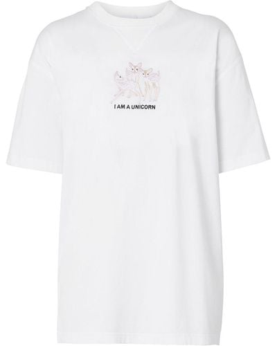 Burberry T-shirt Met Borduurwerk - Wit