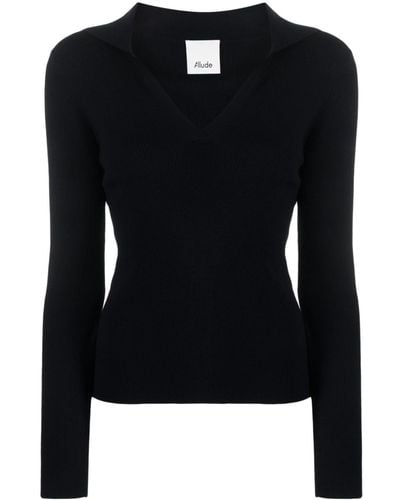 Allude Ribbed-knit Virgin Wool Sweater - Black