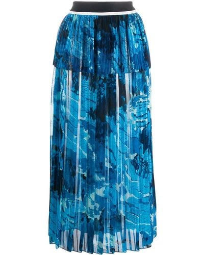 Victoria Beckham Jupe longue imprimée - Bleu