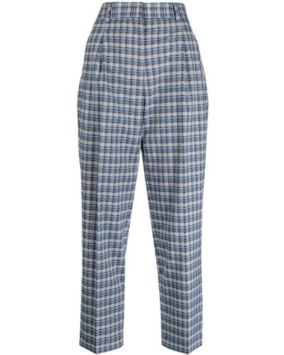 PS by Paul Smith Check-pattern Cropped Trousers - Blue