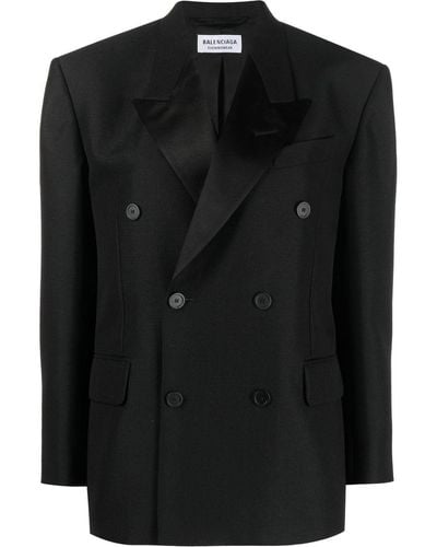 Balenciaga Chaqueta Shrunk Tuxedo con doble botonadura - Negro