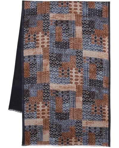 Dell'Oglio Patchwork-patterned Scarf - Gray