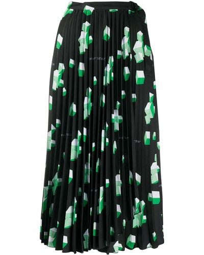 Off-White c/o Virgil Abloh Geometric-print Pleated Skirt - Green