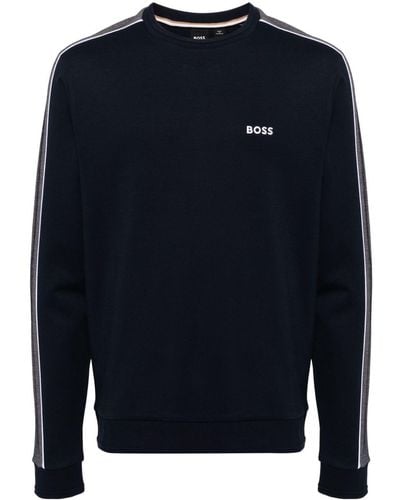 BOSS Sweatshirt mit Logo-Stickerei - Blau