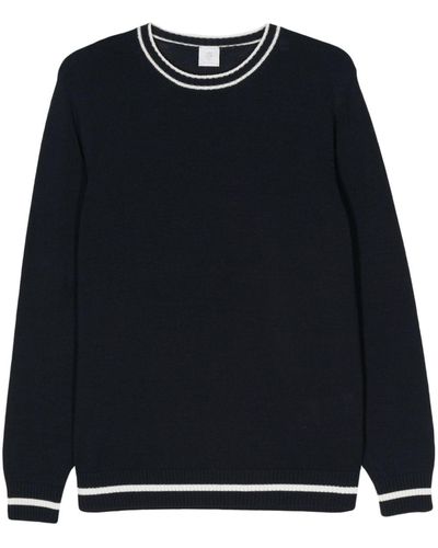 Eleventy Contrasting-trim Cotton Sweater - Black