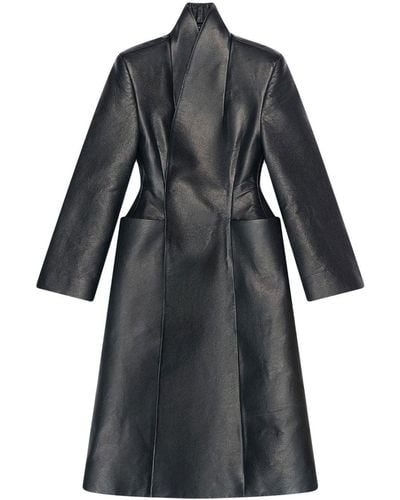 Balenciaga Fitted-waistline Leather Coat - Black