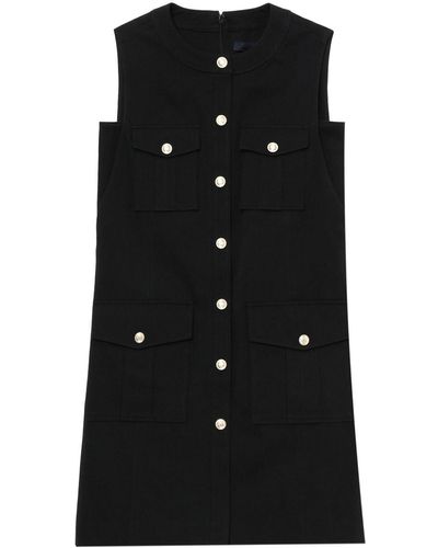 Juun.J Button-detail Cotton-linen Shift Dress - Black