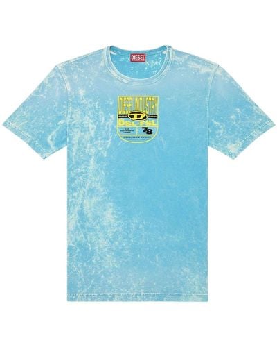DIESEL T-JUST-N17 T-Shirt in Distressed-Optik - Blau
