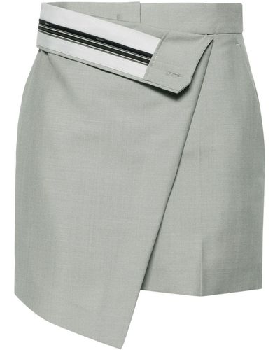 Fendi High-waist Asymmetric Mini Shorts - Gray