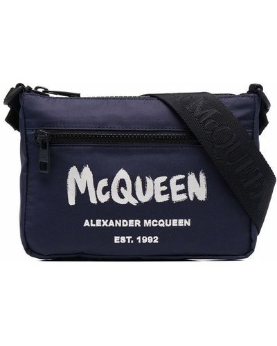 Alexander McQueen ロゴ メッセンジャーバッグ - ブルー