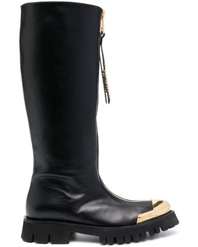 Moschino High-leg Leather Boots - Black