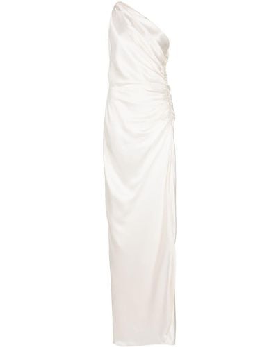 Michelle Mason One-shoulder Silk Gown - White