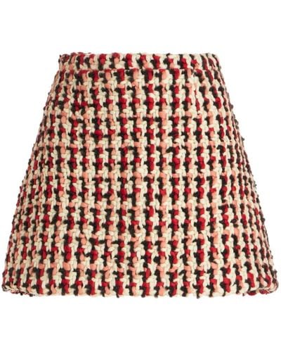Etro Bouclé Wool-blend Mini Skirt - Red