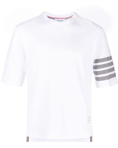 Thom Browne T-shirt Met Vier Strepen - Wit