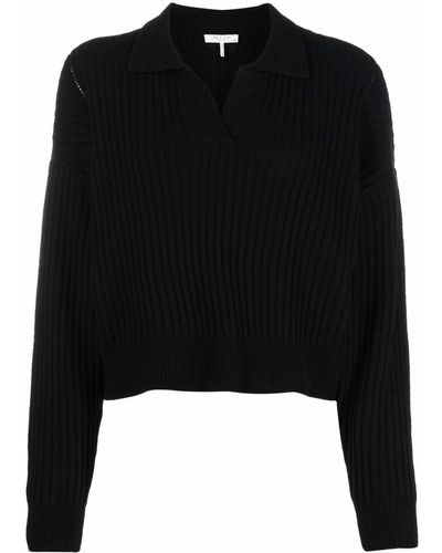 Rag & Bone Ribbed-knit Longsleeved Polo Jumper - Black