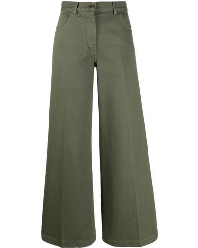 Aspesi Wide-leg High-waisted Trousers - Green