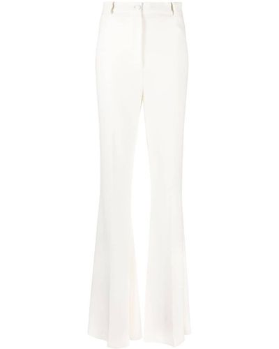 Hebe Studio Pleat-detail Flared Trousers - White