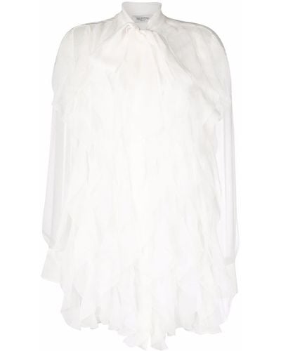 Valentino Garavani Sheer Ruffle-embellished Silk Blouse - White